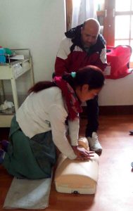 the first CHWs learning CPR